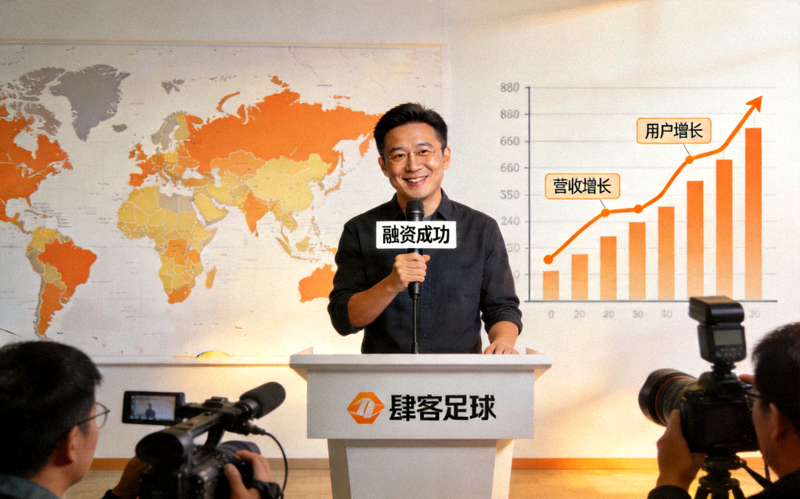 肆客足球CEO在新闻发布会宣布融资成功，背后是世界地图与增长曲线